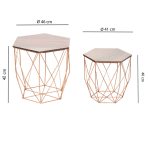 SET TAVOLINI CONTENITORI ROVERE/ROSE GOLD PRISM - immagine 2