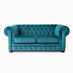 DIVANO CHESTERFIELD 2 POSTI VELLUTO BLU PETROLIO PRODUZIONE ARTIGIANALE - immagine 5