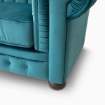DIVANO CHESTERFIELD 2 POSTI VELLUTO BLU PETROLIO PRODUZIONE ARTIGIANALE - immagine 7